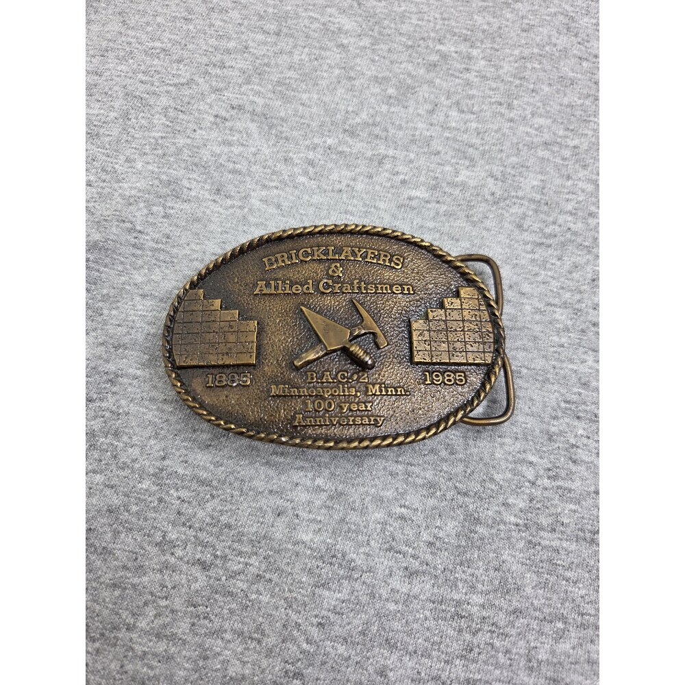 Bricklayers Craftsmen Union 100 Year Brass Belt Buckle Minneapolis